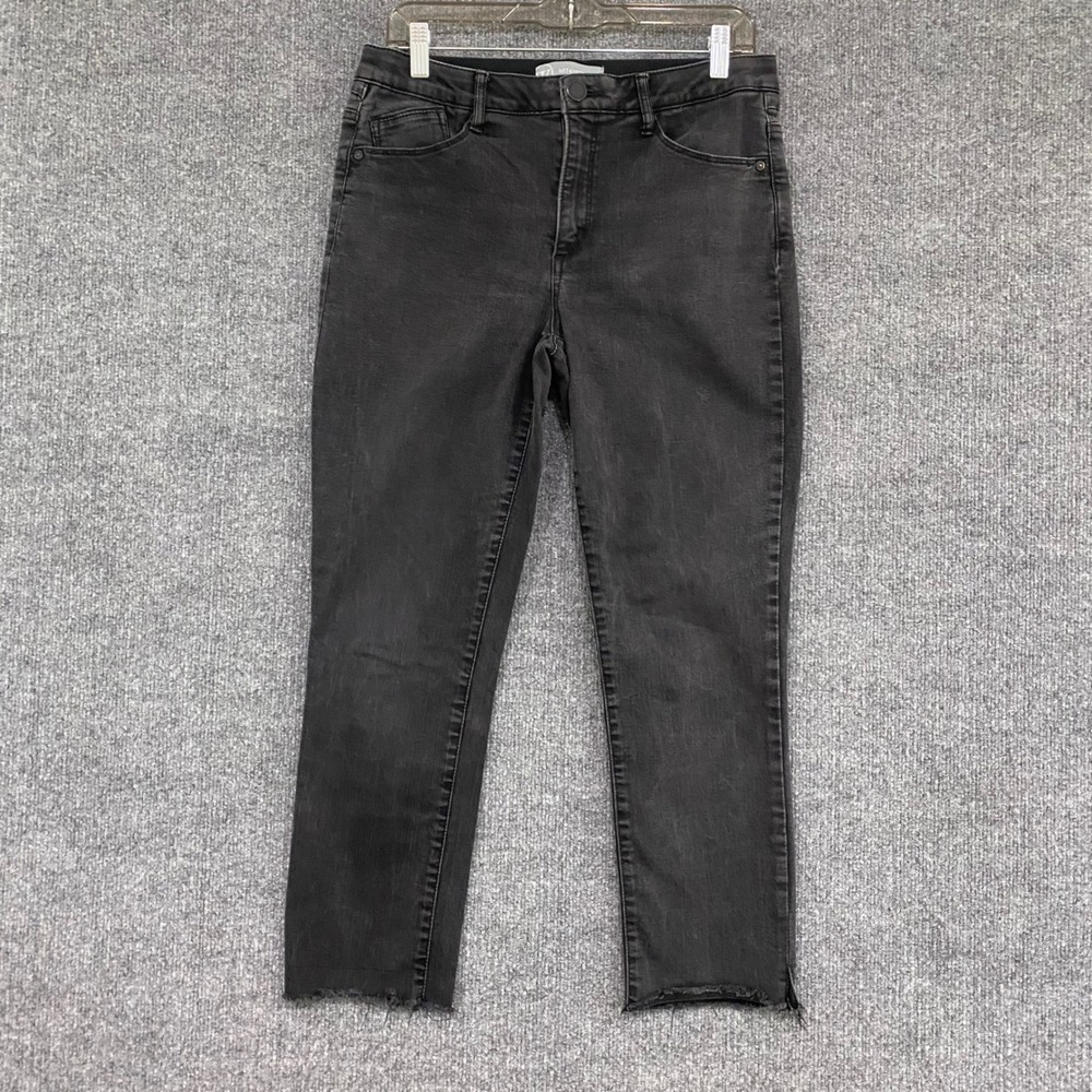 Wit & Wisdom Ab-solution Straight Leg Frayed Hem Jeans Black 8 L155KFSL